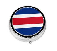Ninainaid Boîte à pilules ronde portable avec drapeau du Costa Rica pour poche ou sac à main pour contenir des vitamines, des médicaments, de l'huile de poisson et des compléments alimentaires