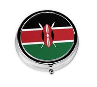 Ninainaid Boîte à pilules ronde portable avec drapeau du Kenya pour poche ou sac à main pour contenir des vitamines, des médicaments, de l'huile de poisson et des compléments alimentaires