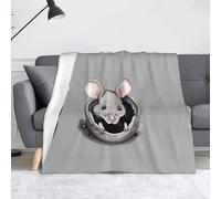 Ninainaid Couverture imprimée rat gris, douce et légère, peluche et moelleuse, luxueuse et confortable, couverture d'automne, cadeau de décoration d'intérieur.