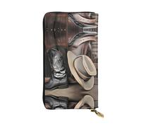 Ninainaid Cowboy Black Hat Western Boots Impression Cuir Long Portefeuille Grand Portefeuille Extérieur Portable et Pratique, Convient pour les Hommes et les Femmes.
