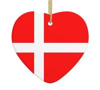Ninainaid Danemark Drapeau danois en céramique Ornements de Noël Décorations de Noël Vacances Creative Cœur Décoration en porcelaine Arbre de Noël Décoration de la maison