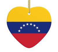 Ninainaid Drapeau du Venezuela - Ornement en céramique - Ornements de Noël - Décoration créative en forme de cœur en porcelaine - Arbre de Noël - Décoration de la maison