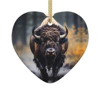 Ninainaid Impression bison d'Amérique du Nord - Ornement en céramique - Ornement de Noël - Décoration de Noël - Décoration de Noël - Décoration de la maison