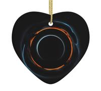 Ninainaid Mystérieux Cosmic Trous Noirs Impression Ornement Céramique Ornements de Noël Vacances Creative Coeur Porcelaine Ornement Arbre de Noël Décoration de la Maison