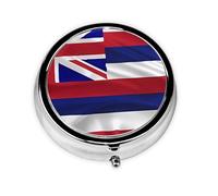 Ninainaid Pilulier rond avec drapeau d'Hawaï - Portable - Pour poche ou sac à main - Pour vitamines, médicaments, huile de poisson et compléments alimentaires