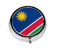 Ninainaid Pilulier rond portable avec drapeau de la Namibie pour poche ou sac à main pour contenir des vitamines, des médicaments, de l'huile de poisson et des compléments alimentaires