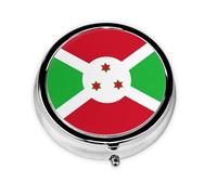 Ninainaid Pilulier rond portable avec drapeau du Burundi pour poche ou sac à main pour contenir des vitamines, des médicaments, de l'huile de poisson et des compléments alimentaires