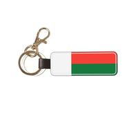 Ninainaid Porte-clés de voiture en cuir véritable avec drapeau de Madagascar - Porte-clés universel pour homme et femme