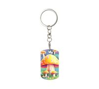 Ninainaid Porte-clés rectangulaire en métal imprimé champignon Fantasy Dream résistant aux rayures, résistant à l'usure, ultra fin et portable ; porte-clés carré adapté pour les clés de voiture et de