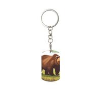 Ninainaid Porte-clés rectangulaire en métal imprimé ours marron résistant aux rayures, résistant à l'usure, ultra fin et portable ; porte-clés carré adapté pour les clés de voiture et de maison.