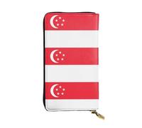 Ninainaid Portefeuille long en cuir avec imprimé drapeau de Singapour - Portable et pratique, convient pour les hommes et les femmes.