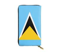 Ninainaid Portefeuille long en cuir imprimé drapeau de Sainte-Lucie Grand portefeuille d'extérieur portable et pratique, convient pour les hommes et les femmes.