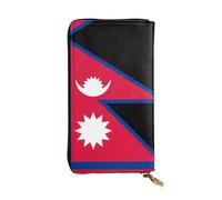Ninainaid Portefeuille long en cuir imprimé drapeau du Népal Grand portefeuille d'extérieur portable et pratique, convient pour les hommes et les femmes.