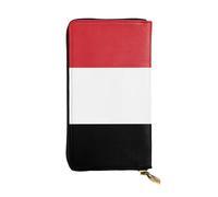 Ninainaid Portefeuille long en cuir imprimé drapeau du Yémen - Portable et pratique - Convient pour les hommes et les femmes.