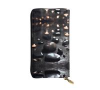 Ninainaid Portefeuille long en cuir noir avec impression cœur mystérieux et pratique, convient pour les hommes et les femmes.