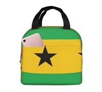Ninainaid Sac à déjeuner avec imprimé drapeau de Sao Tomé et Principe - Anti-fuite - Simple - Grand sac à déjeuner isotherme - Peut garder au chaud et au froid - Convient pour le travail, les