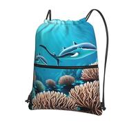 Ninainaid Sac à dos avec cordon de serrage Motif baleines des mers profondes Sac à dos de sport Sac à dos de gym Shopping Sport Yoga