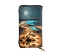 Ninainaid View Under The Moon Portefeuille long en cuir avec imprimé Grand portefeuille d'extérieur portable et pratique, convient pour les hommes et les femmes.