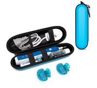 Nincha Étui de voyage pour brosse à dents électrique Oral-B/Philips Sonicare/Colgate/Reach, et la plupart des brosses à dents électriques, comprend 2 housses de brosse à dents universelles (étui bleu