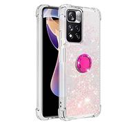 nincyee Coque antichoc pour Xiaomi Mi 11i/11i HyperCharge - Paillettes Bling Bling Shine Heart Rainbow Quicksand - Coque transparente en TPU avec anneau rotatif