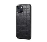 nincyee Étui en cuir PU pour iPhone 13 - Motif crocodile classique - Motif litchi - Cuir synthétique - Bumper Basic Case - Noir