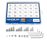NINDEJIN 580 Pièces Vis Boulons et écrous M2 M3 M4 M5 Bouton Vis à Tête Hexagonale Acier Inoxydable Vis Bouton à Tête Ronde Socket et écrous et de Rondelles Plates Ensemble Assorti (Vis à Tête Ronde)