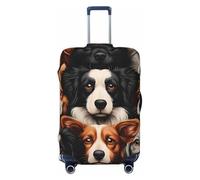 Nine Dogs Housse de protection élastique pour valise de voyage Motif imprimé anti-rayures, Noir , S