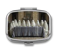 Nine Ghosts at The Long Pilulier rectangulaire à 2 compartiments Portable Pilulier de voyage pour sac à main