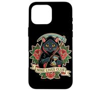 Nine Lives Club Tatouage rétro Motif Faucheuse Coque pour iPhone 16 Pro Max