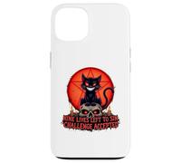 Nine Lives Left to Sin Funny Evil Cat Design Gothique Coque pour iPhone 13