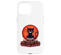 Nine Lives Left to Sin Funny Evil Cat Design Gothique Coque pour iPhone 15