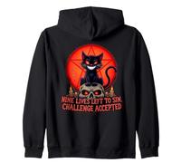 Nine Lives Left to Sin Funny Evil Cat Design Gothique Sweat à Capuche