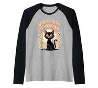 Nine Lives of Fright Funny Cat Ghost Halloween Manche Raglan