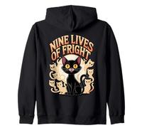 Nine Lives of Fright Funny Cat Ghost Halloween Sweat à Capuche