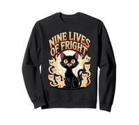 Nine Lives of Fright Funny Cat Ghost Halloween Sweatshirt