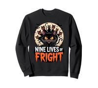Nine Lives of Fright Funny Halloween Cat Sweatshirt