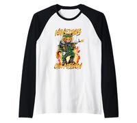 Nine Lives One Mission Cat avec M60 Mitrailleuse Graphique Manche Raglan