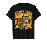 Nine Lives One Mission Cat Super-héros T-Shirt