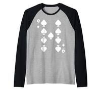 Nine of Spades Deck of Cards Costume de Groupe d'halloween Manche Raglan