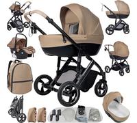 Nine point nine Poussette 3 en 1, Poussette Bebe avec Double Modes de Poussée Réversibles, Pousette Canne Grande Confortable, Pousette avec Cadre Aluminium Haute Paysage (V7 Khaki)