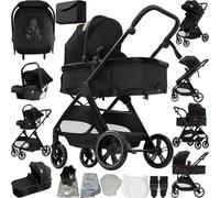 Nine point nine Poussette 3 en 1, Poussette Bebe avec Double Modes de Poussée Réversibles, Pousette Canne Grande Confortable, Pousette avec Cadre Aluminium Haute Paysage (V10 Black)