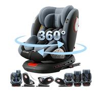 Nine point nine Rotatif à 360° Siege Auto Bebe, Hauteur et Inclinaison Réglables Sièges Auto, Anti-collision Siegeauto Isofix, Facile à Nettoyer Siègeauto (Grey without Foot Rest Frame)