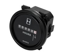 NInE-ROnG Compteur d'heures à quartz rond DC 8V à 80V, compteur d'heures mécanique, étanche pour moteur de bateau, tondeuse à gazon, tracteur, pelleteuse, UTV, voiturette de golf