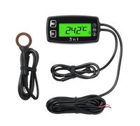 NInE-ROnG Jauge de température du moteur, voltmètre, horloge 24 h avec alerte de surchauffe, fonction rétro-éclairage vert pour tondeuses à gazon, tronçonneuses, motos, moteurs hors-bord, parapentes,