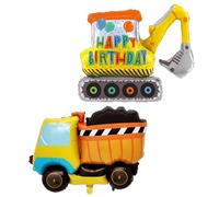 Nine San Lot de 2 ballons de chantier, pelleteuse, camion, excavateur, camion, chantier, pelleteuse, fête de chantier, décoration de fête