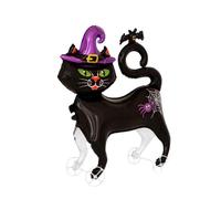 Nine San Walking - Ballons d'Halloween en forme de chat noir debout - Ballon en aluminium avec roues - Pour fête, anniversaire, Halloween