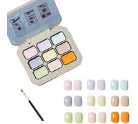Nine Square Grid Solid Gel Glue Nail Polish,Creamy Colorful Nail Polish Set,Summer Versatile Long Lasting Solid Palette for Women Girls Friend DIY Home