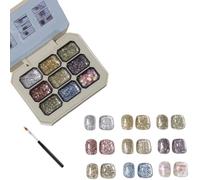 Nine Square Grid Solid Gel Glue Nail Polish,Creamy Colorful Nail Polish Set,Summer Versatile Long Lasting Solid Palette for Women Girls Friend DIY Home