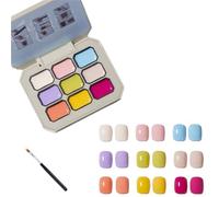 Nine Square Grid Solid Gel Glue Nail Polish,Creamy Colorful Nail Polish Set,Summer Versatile Long Lasting Solid Palette for Women Girls Friend DIY Home