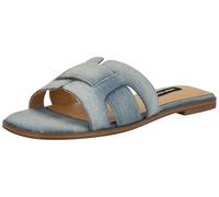 NINE WEST Femme Germani Sandale Plate, Bleu Clair Denim 450, 40 EU